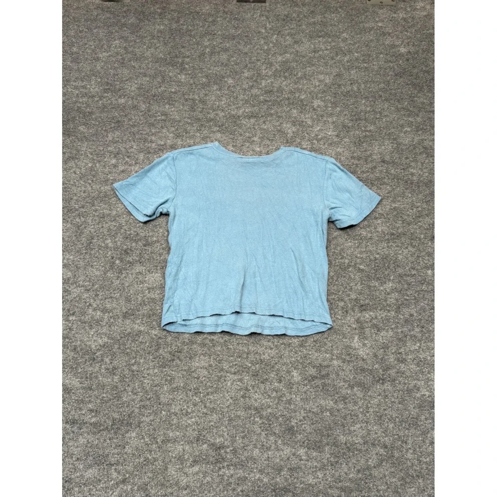 Vintage Nike Baby Tee Light Blue Ribbed Embroidered Script Logo Shirt Womens‎ M